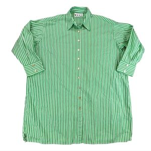 Green Striped Long Sleeve Shirt Dress